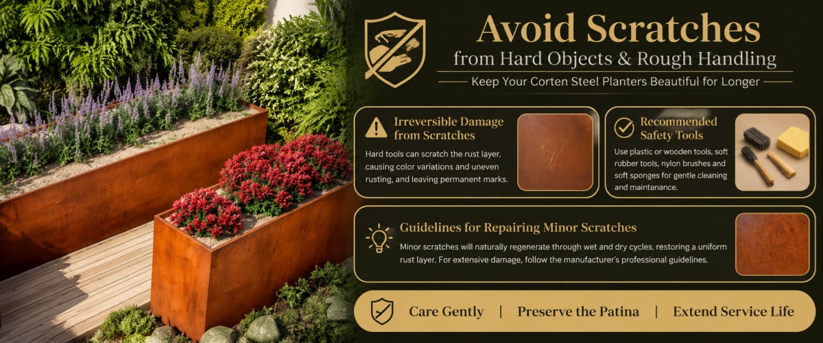 Avoid Scratches from Hard Objects and Rough Handling of Corten Steel Planters